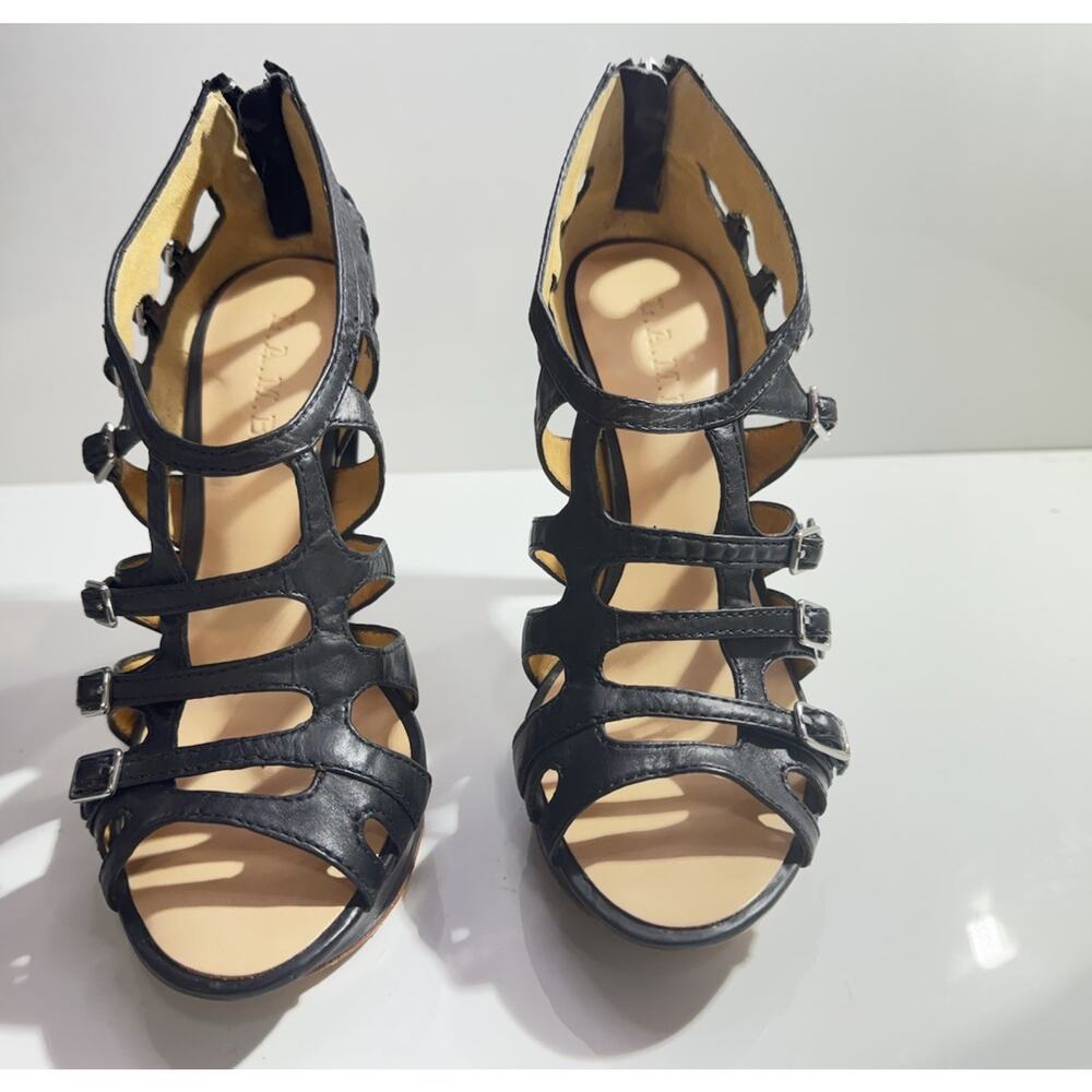 L.A.M.B Davin Y2K black strappy platform pumps sandals Size 9M